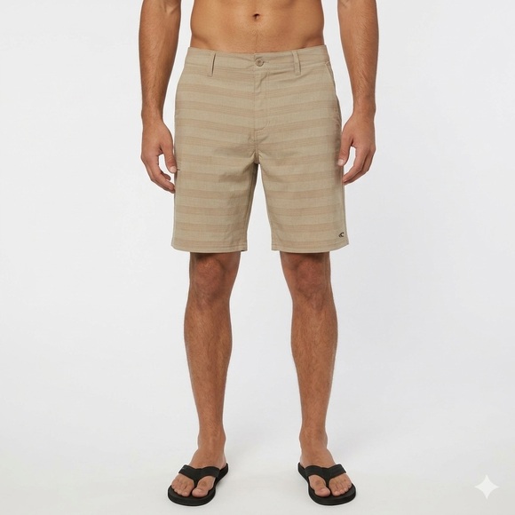 O'Neill Men's Tan Striped Flat-Front Shorts 40 - Picture 2 of 7